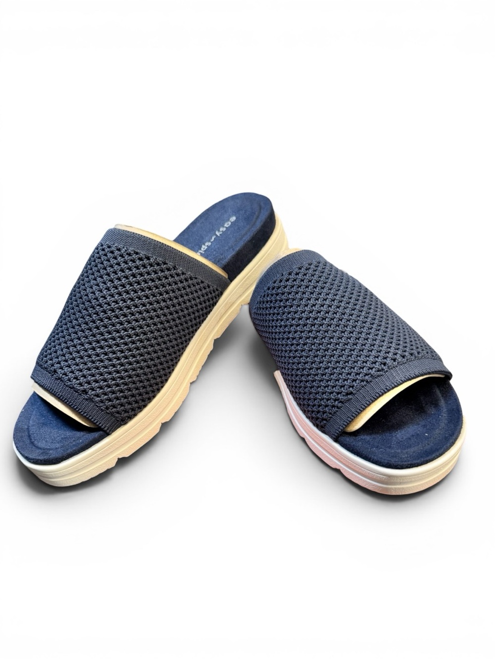NIB Navy Slide Sandals with White Platform- Size 6